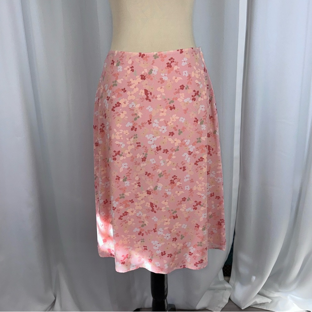 Liz Claiborne Villager Skirt Outfit Set Sz 8 Pink Floral Buttons Up Back Easter - Picture 11 of 15